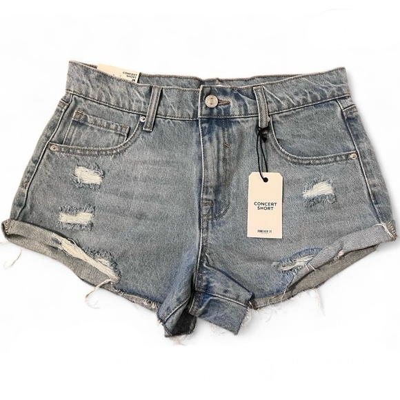 Forever 21 Distressed High-Rise Denim Shorts - Picture 3 of 8